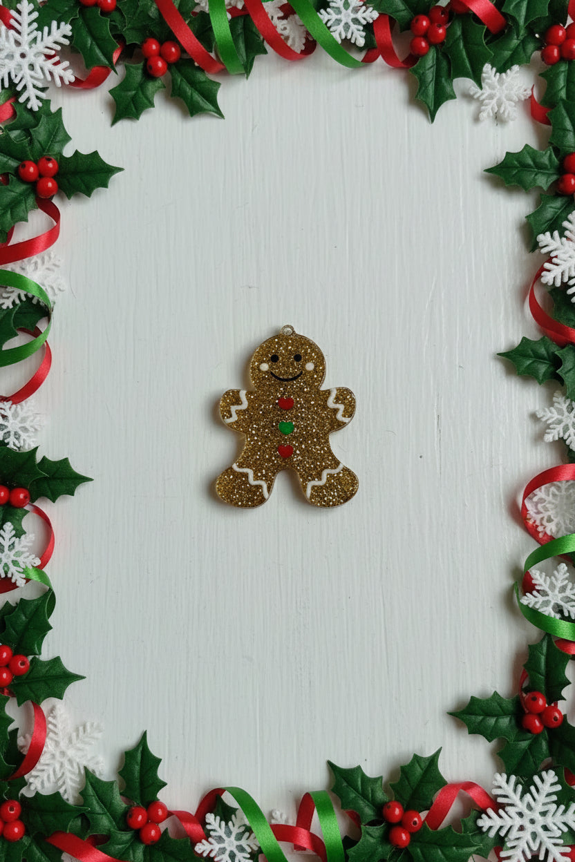 Acrylic gingerbread man pendant for Christmas jewellery making, keychains and craft projects