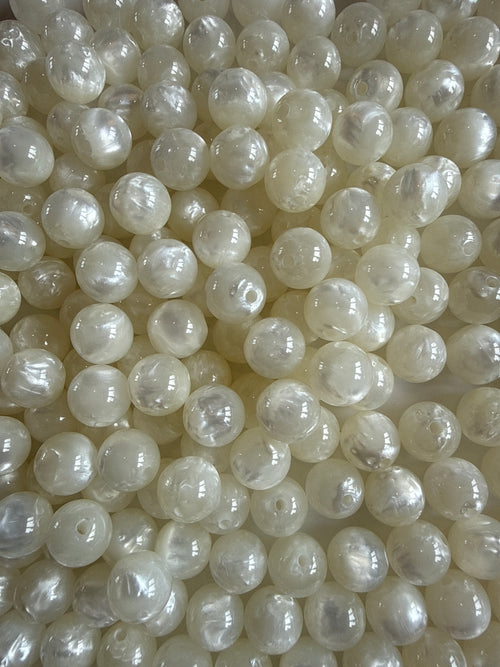 12mm white pearl shimmer beads for beadable pens – Kingyscrafts