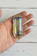 Large rectangle glass sun catcher pendant for jewellery making and craft projects