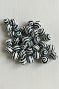 16mm Black and White Swirl Beads - pack of 5
