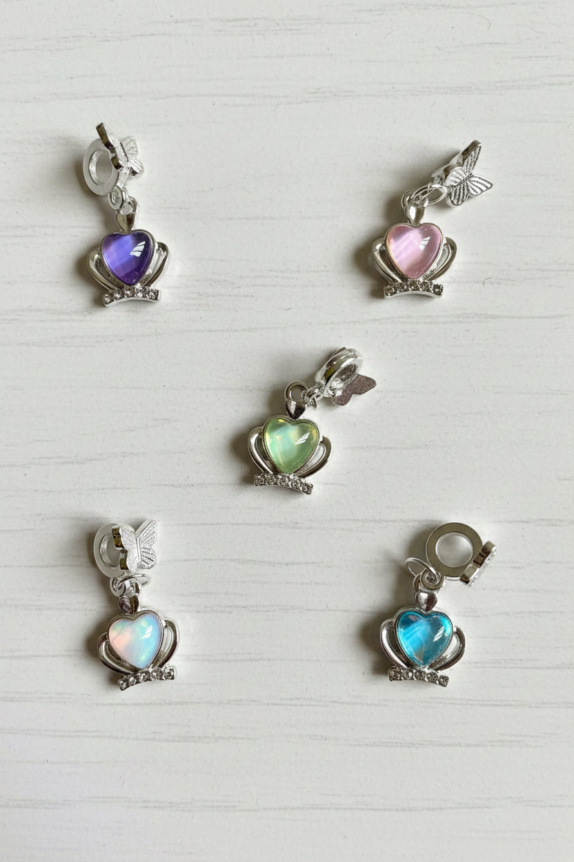 Metal Heart in a Crown Bail Bead - sold individually