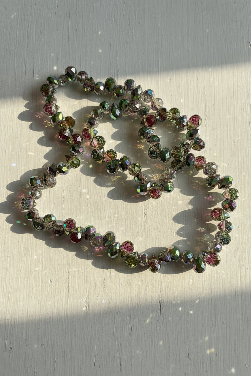 8mm Electroplated Glass Faceted Tear Drop Beads - Strand