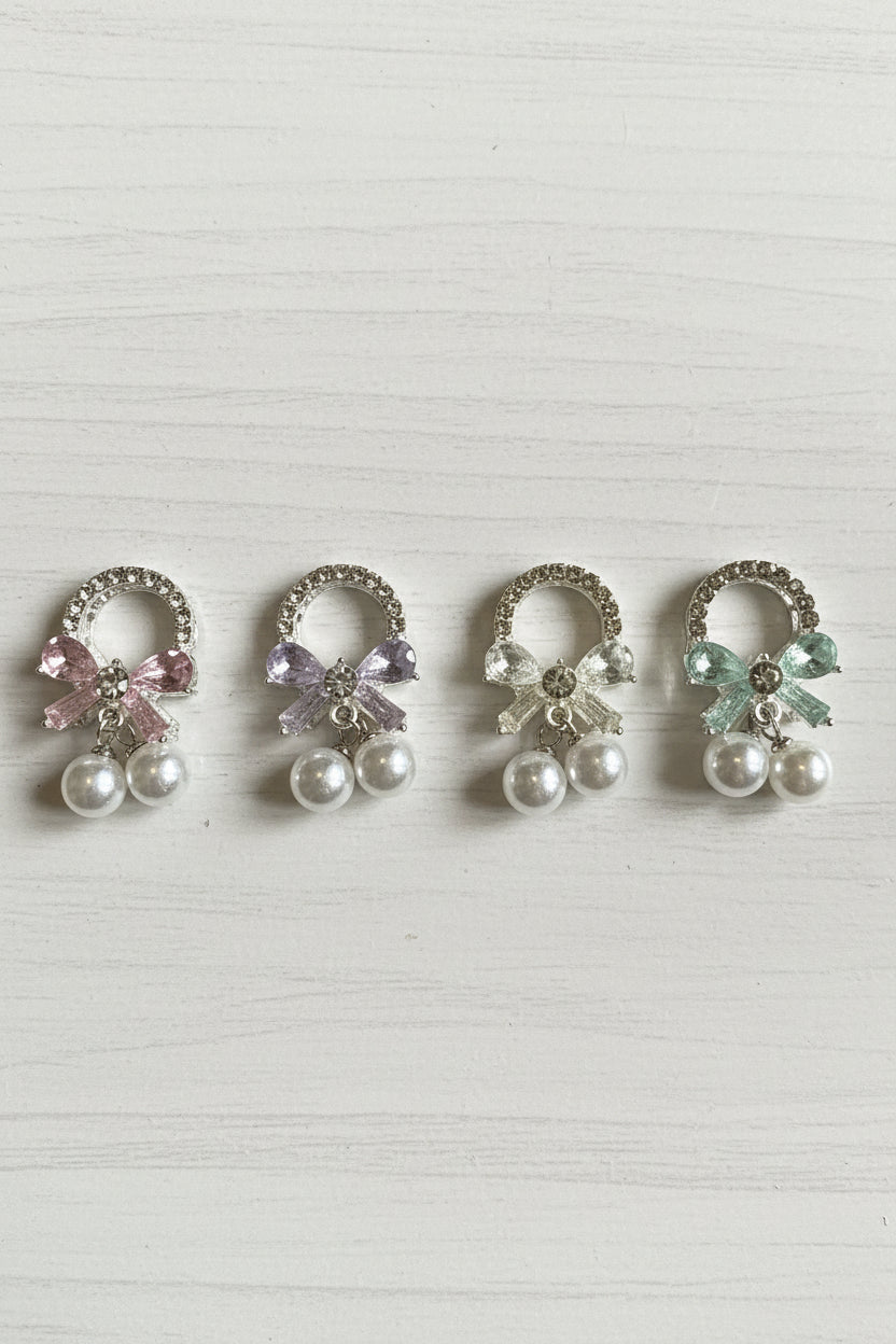 Metal wreath bow beads with pearl dangles for bead pens keychains and jewellery making - Kingyscrafts