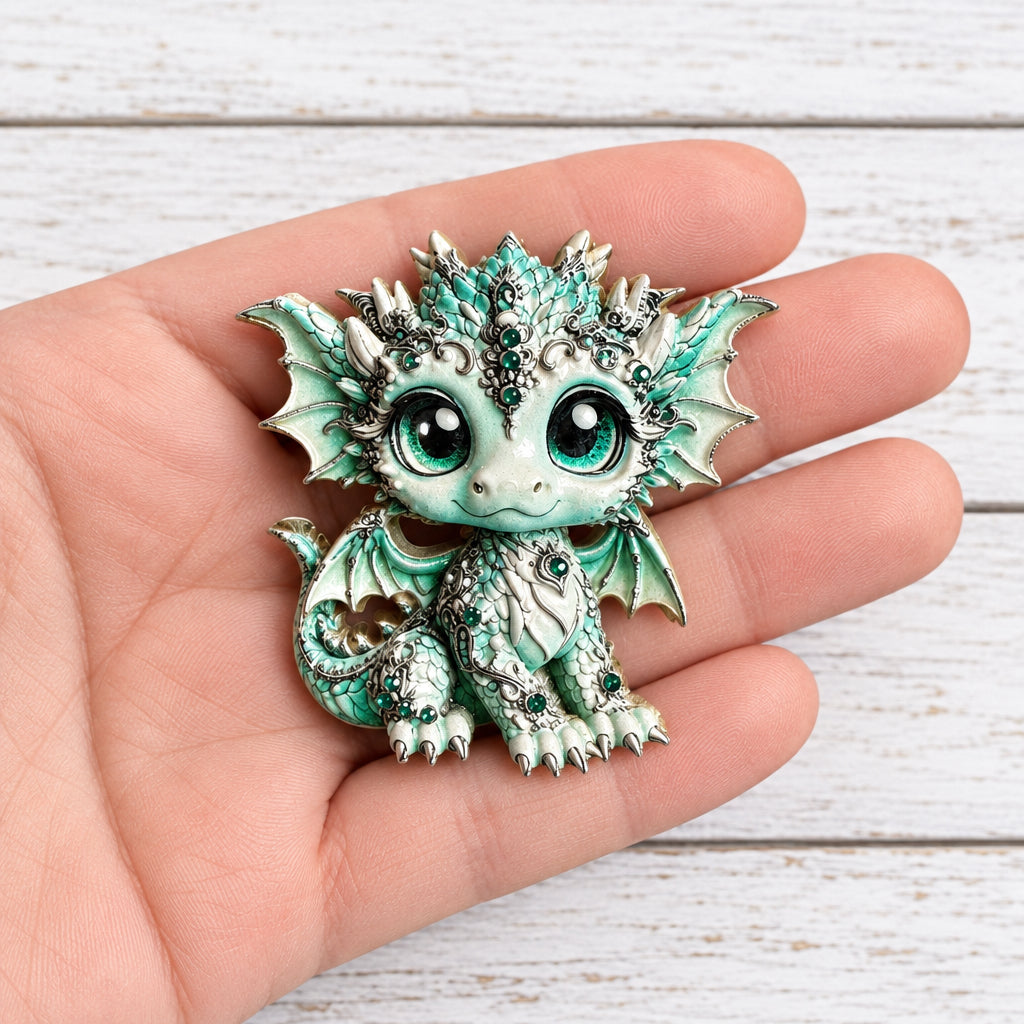 Large cute dragon metal flat-back cabochon for craft projects, sold individually