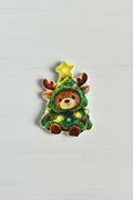 Cute acrylic Christmas teddy bear bead dressed as a Christmas tree – sold individually
