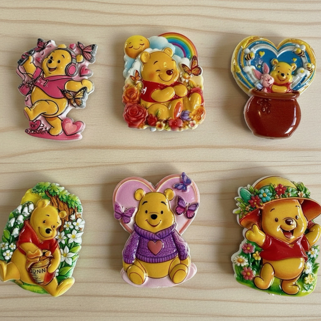Cute Bear 3d Beads - set of 6