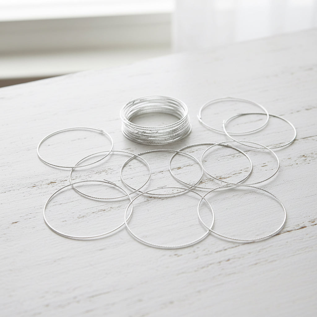10cm Hammered effect memory wire rings - pack of 10