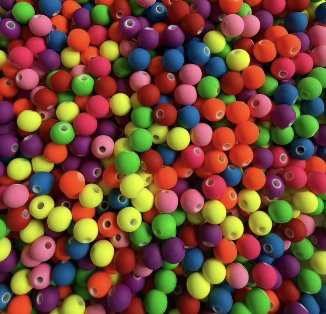 8mm silicone touch neon beads - pack of 25
