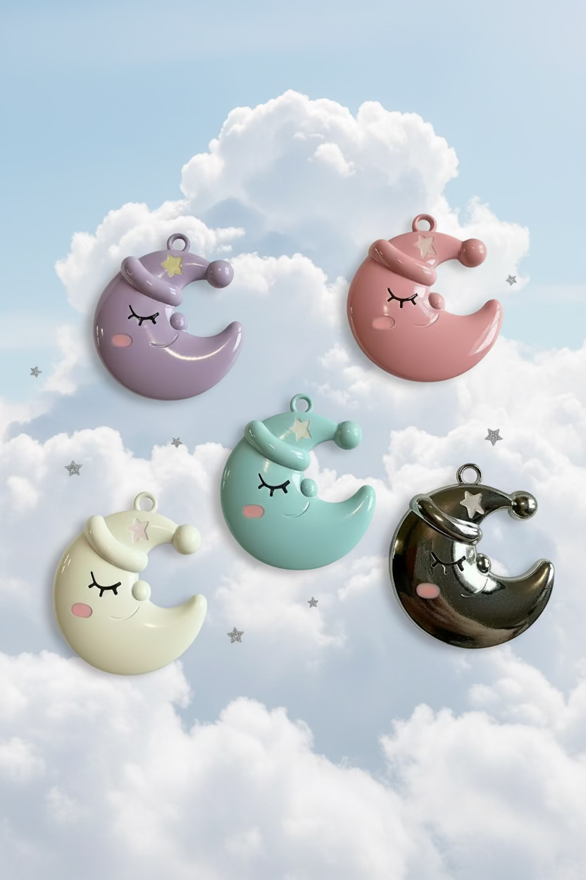 Metal Moon Pendants - various colours