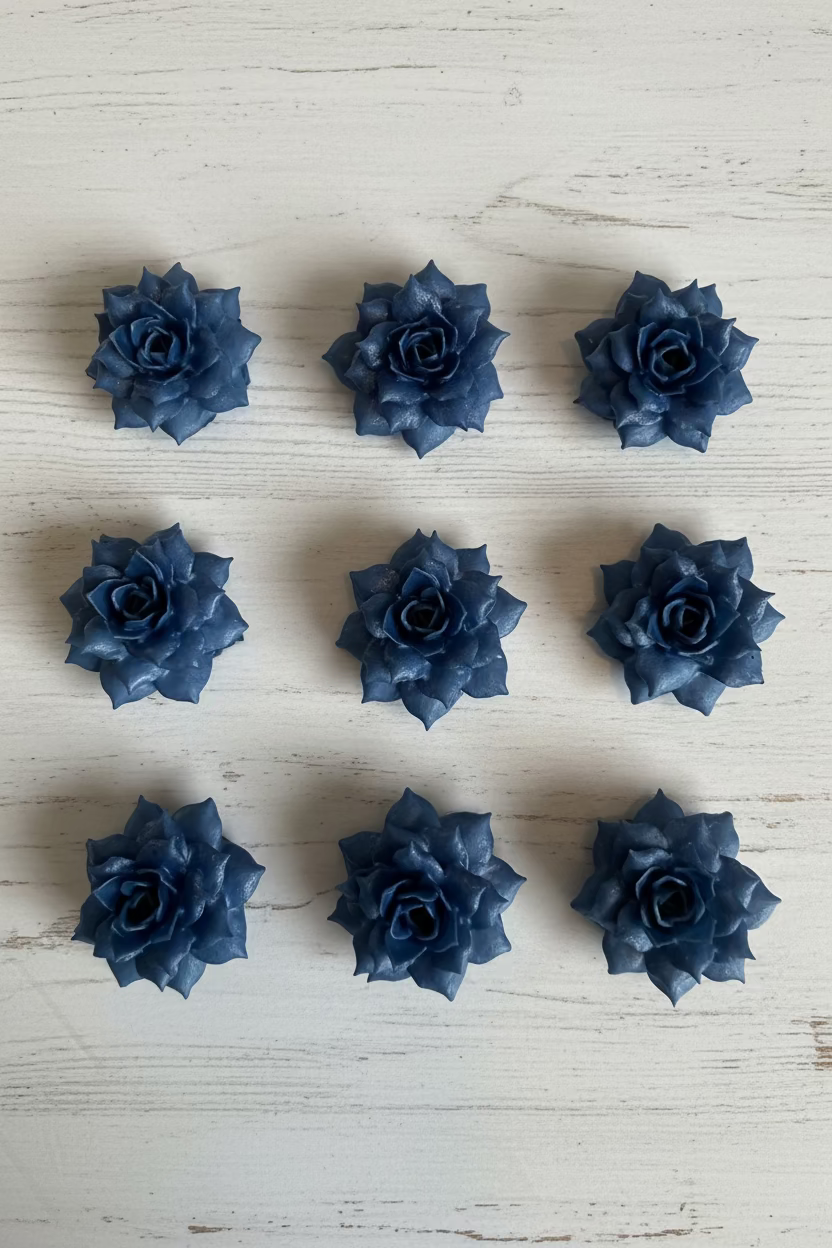 25mm Navy Blue Soft Flowers - pack of 10