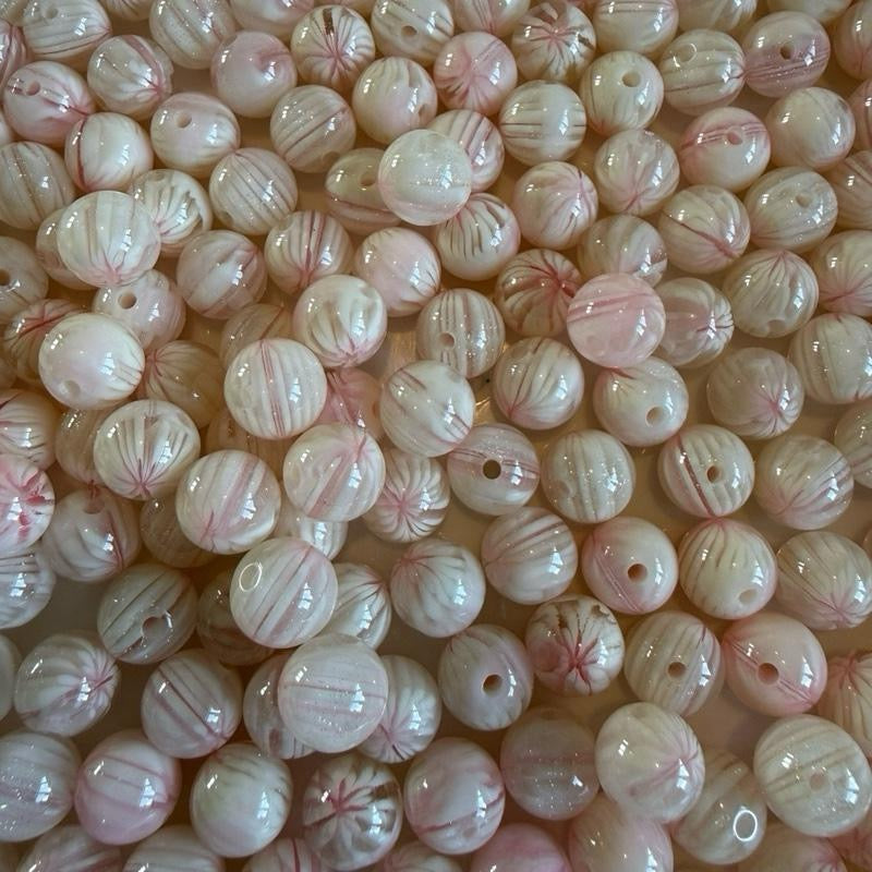 12mm Striped Glitter Beads fit pens - pack of 20