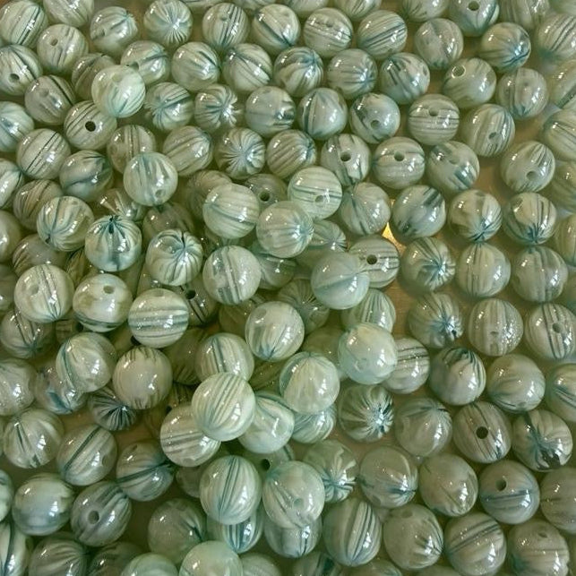 12mm Striped Glitter Beads fit pens - pack of 20