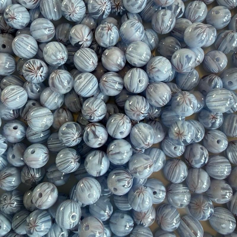 12mm Striped Glitter Beads fit pens - pack of 20