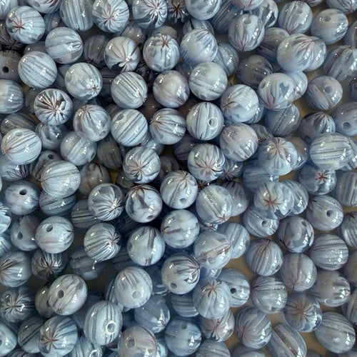 12mm Striped Glitter Beads fit pens - pack of 20