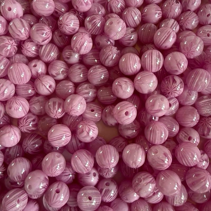 12mm Striped Glitter Beads fit pens - pack of 20