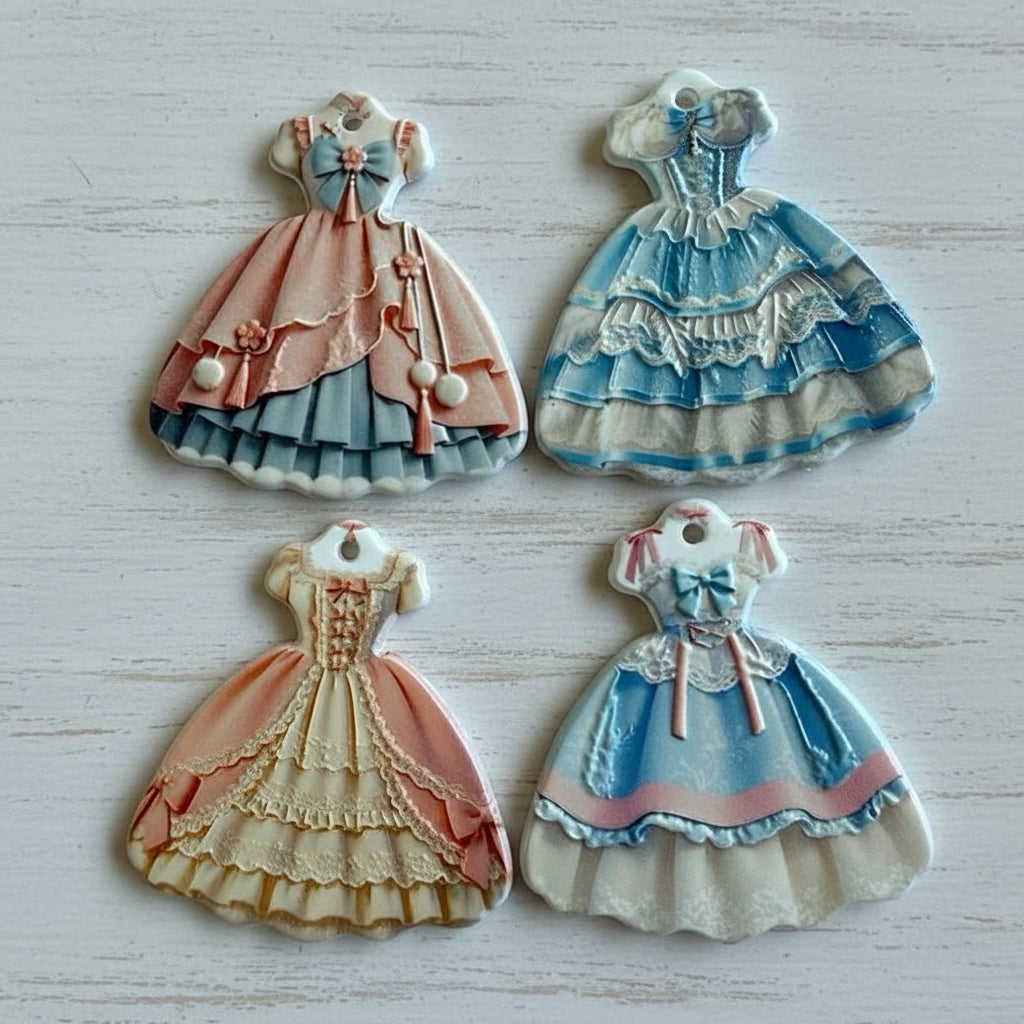 Acrylic Dress Pendants - set of 4