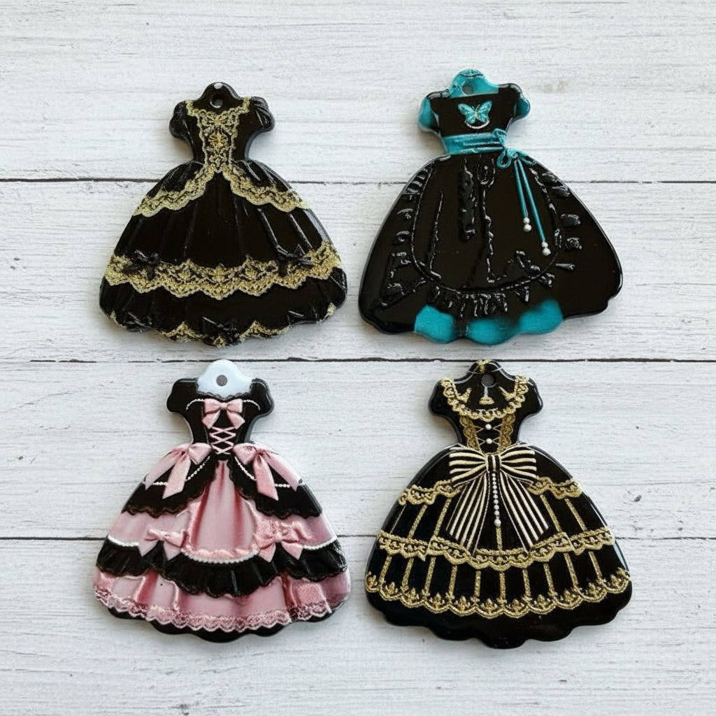 Acrylic Dress Pendants - set of 4