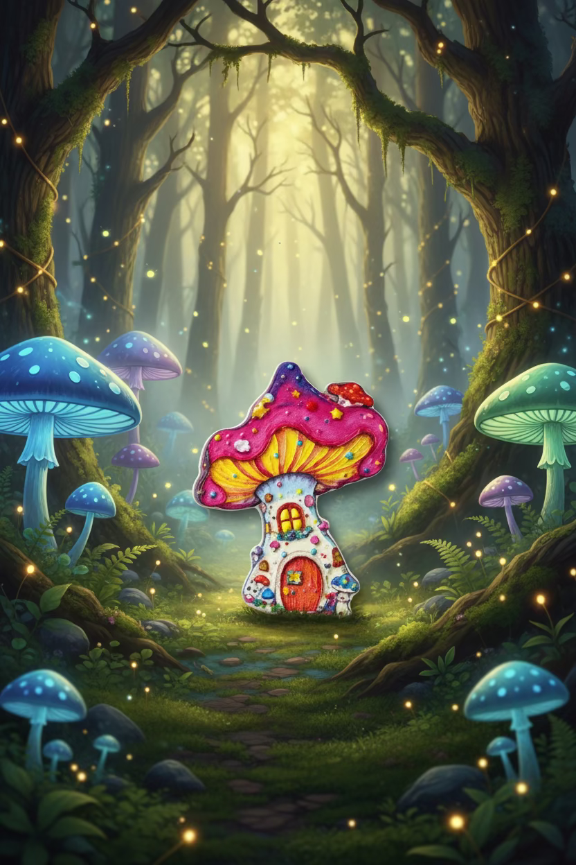 Acrylic fantasy mushroom house beads for pens sold individually - Kingyscrafts