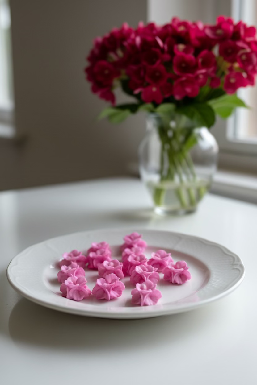 14mm Pink flower shaped beads for jewellery making and crafts, pack of 50