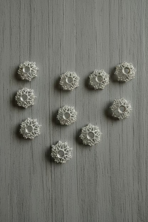 14mm fancy silver bead caps pack of 10 for jewellery making - Kingyscrafts