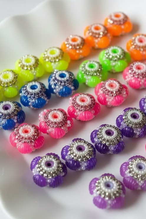 Neon Shell Fancy Beads - Various Colours