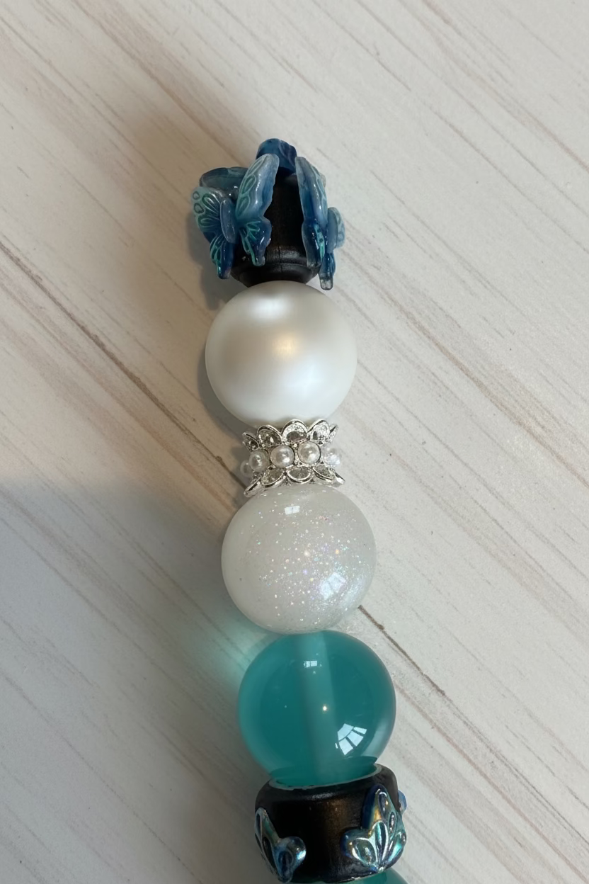 Fancy silver and pearl spacer beads pack of 5 for jewellery making and bead pens - Kingyscrafts