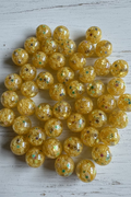 16mm light yellow beads with star sequins inside pack of 5 for bead pens and jewellery making - Kingyscrafts