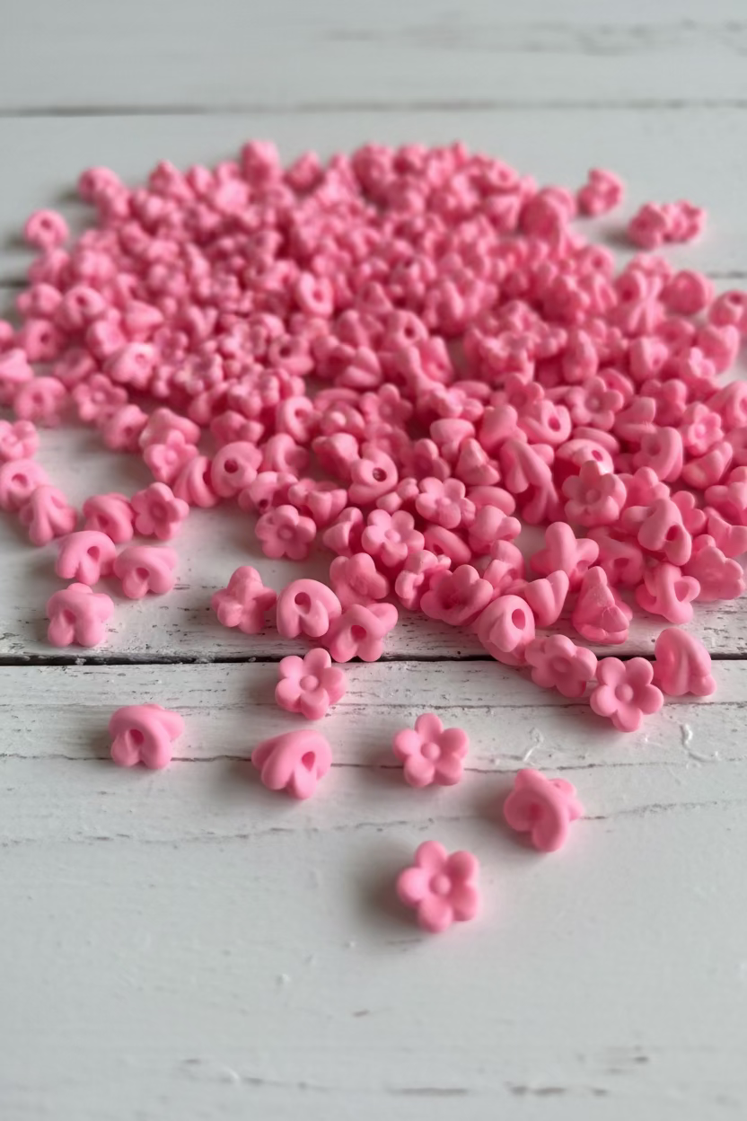 10mm Silicone touch Flower beads - pack of 10