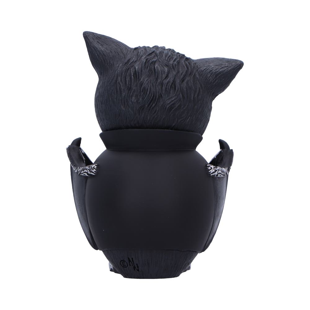 Beelzebat 9.6cm black bat figurine with folded wings, small fangs and silver pentagram and crescent moon details.