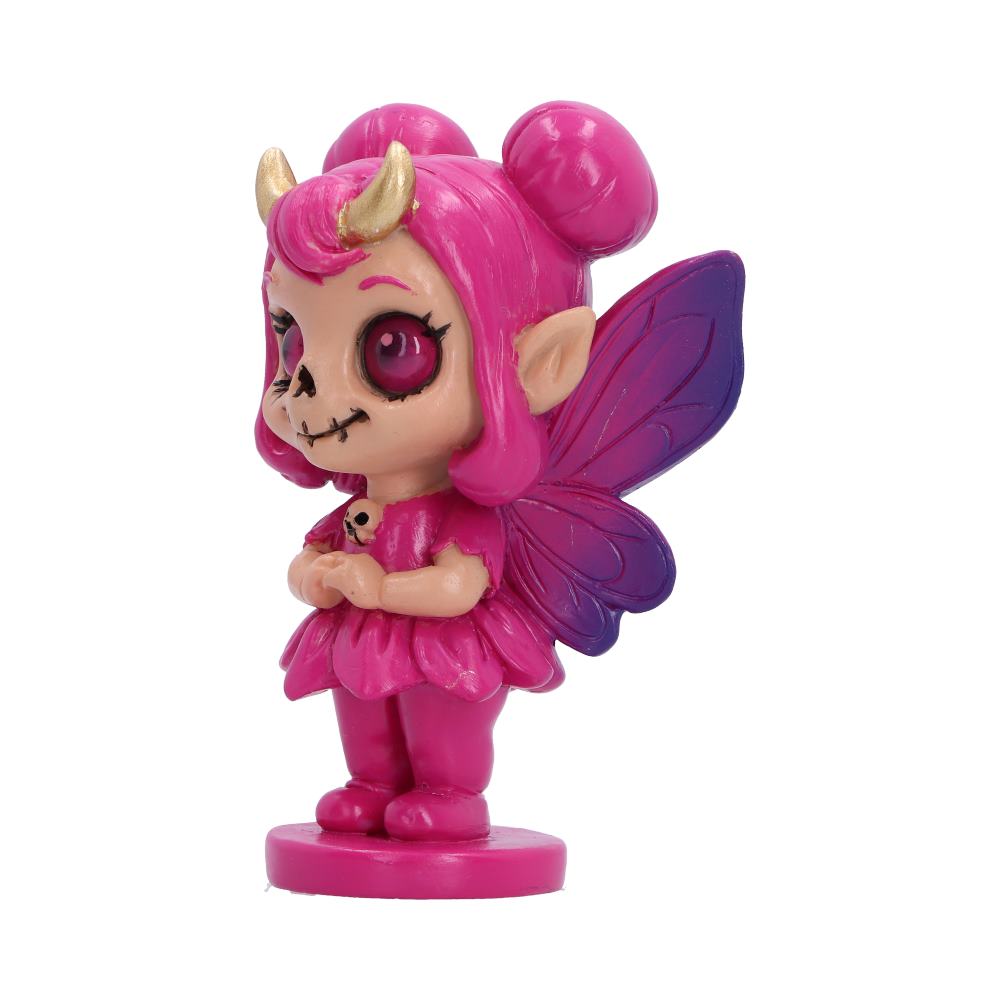Spirit Fairy Beatrix figurine with pink hair, purple wings, small horns and a skull-style face.