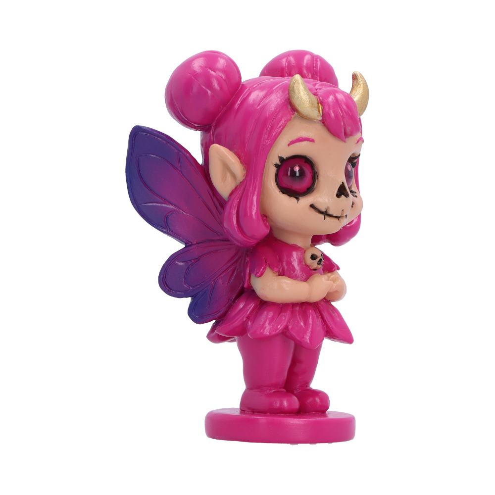 Spirit Fairy Beatrix figurine with pink hair, purple wings, small horns and a skull-style face.