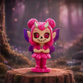 Spirit Fairy Beatrix figurine with pink hair, purple wings, small horns and a skull-style face.