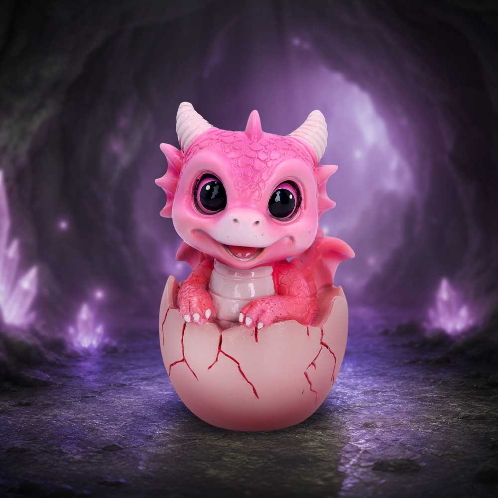 Shellbound pink dragon figurine emerging from a cracked egg.