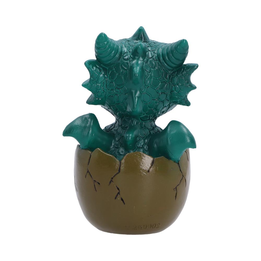 Shellbound green dragon figurine emerging from a cracked egg