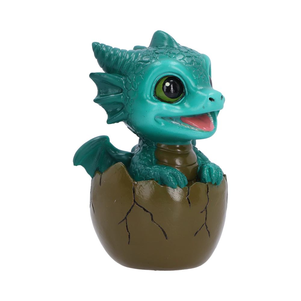 Shellbound green dragon figurine emerging from a cracked egg