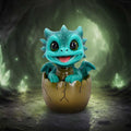 Shellbound green dragon figurine emerging from a cracked egg