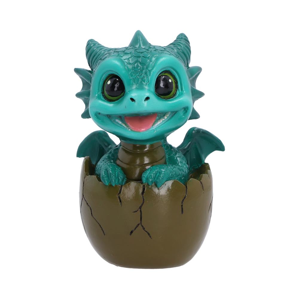 Shellbound green dragon figurine emerging from a cracked egg