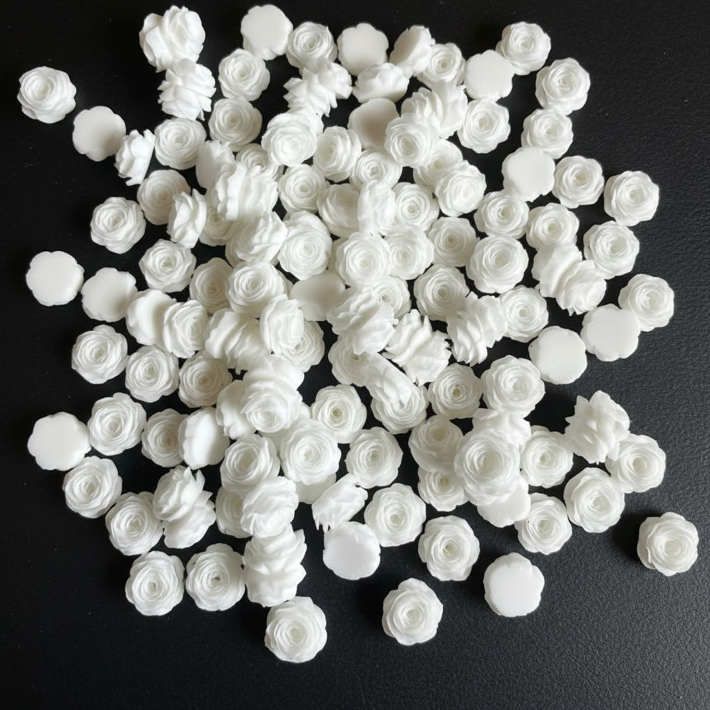 12mm White Soft Flowers - Pack of 50